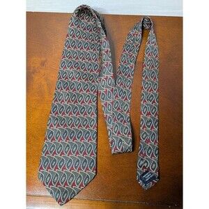 VINTAGE Geoffrey Beene New York Silk Tie Red Blue Geometric Abstract USA Made